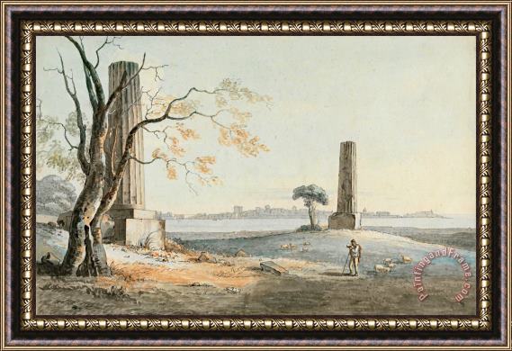 Henry Tresham Remains of The Temple of Olypian Jove with a View of Ortygia, Syracuse Framed Print