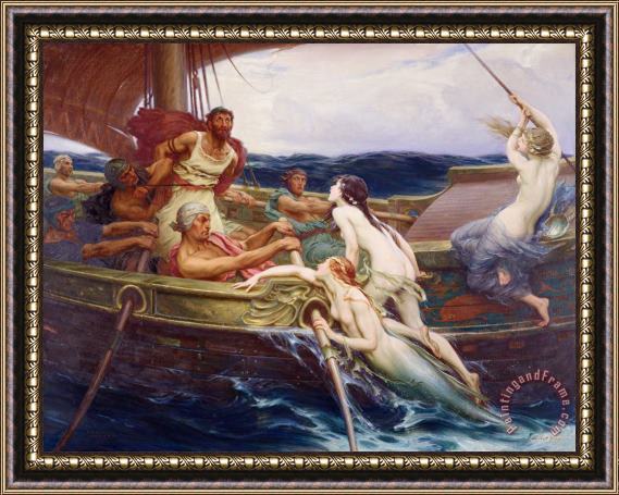 Herbert James Draper Ulysses and the Sirens Framed Painting