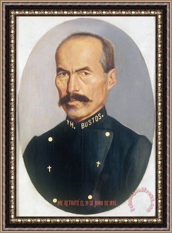 Hermenegildo Bustos Self Portrait Framed Painting