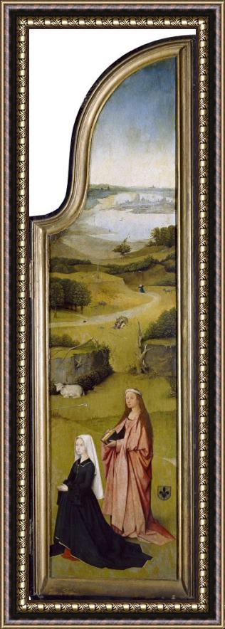 Hieronymus Bosch St. Agnes with The Donor Right Wing of Adoration of The Magi Framed Painting
