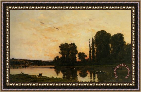 Hippolyte Camille Delpy Lavandiere Au Soleil Couchant Framed Painting