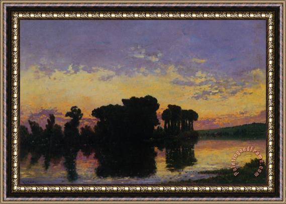 Hippolyte Camille Delpy Soleil Couchant Sur La Seine Framed Painting
