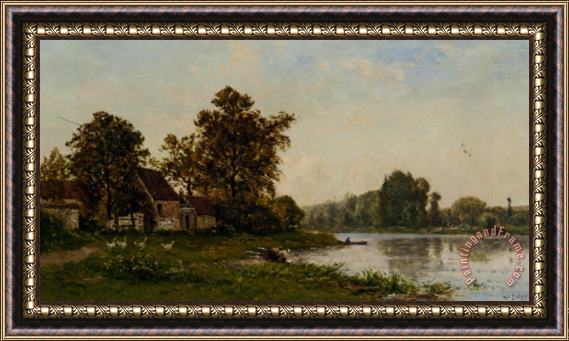 Hippolyte Camille Delpy Washerwomen by The River Framed Print