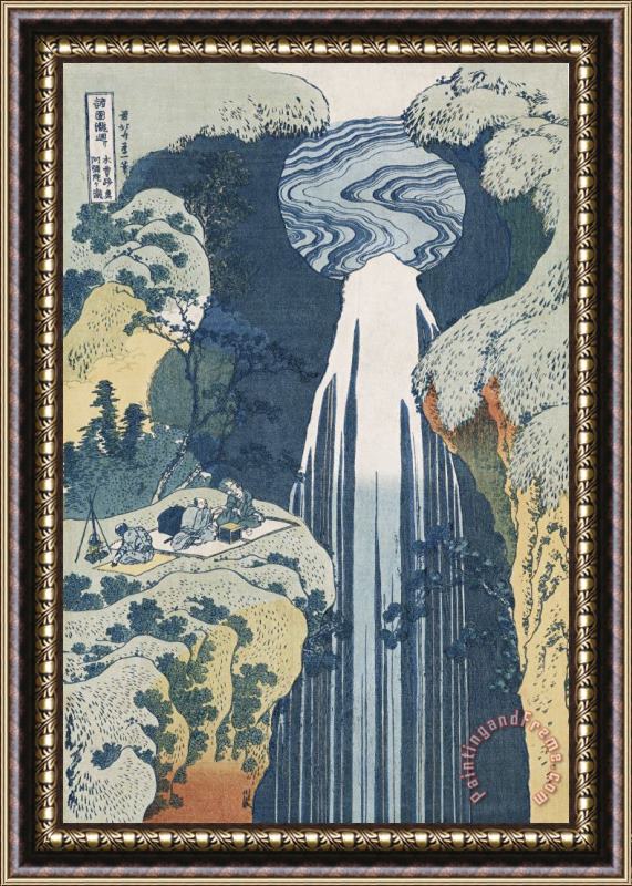 Hokusai Amida Waterfall Framed Painting