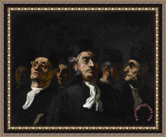 Honore Daumier A Meeting of Lawyers Framed Painting