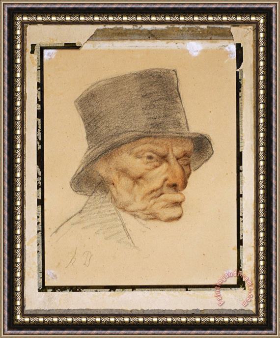 Honore Daumier Head of an Old Man Framed Painting