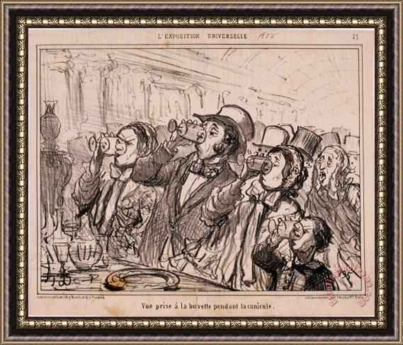 Honore Daumier L'exposition Universelle Vue Prise a La Buvette Pendant La Canicule Framed Painting