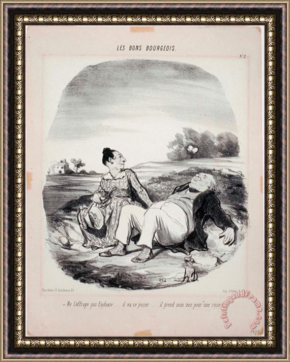 Honore Daumier Les Bons Bourgeois Ne L'effraye Pas Eudoxie... Framed Painting