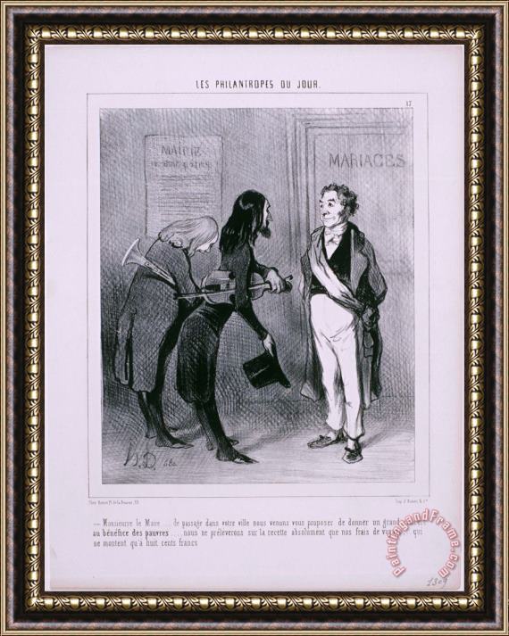 Honore Daumier Les Philantropes Du Jour Monsieur Le Maire…de Passage Dans Votre Ville… Framed Print