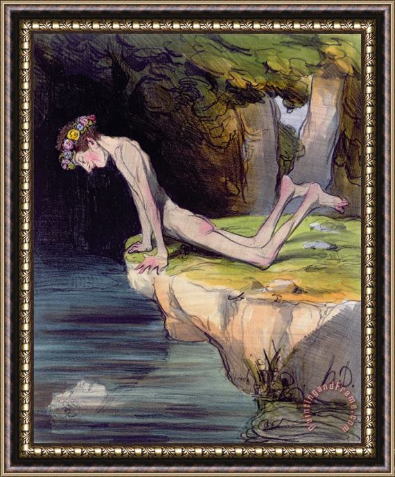 Honore Daumier The Beautiful Narcissus Framed Print