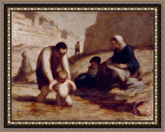 Honore Daumier The First Bath Framed Print