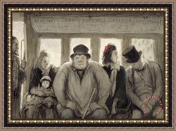 Honore Daumier The Omnibus Framed Painting