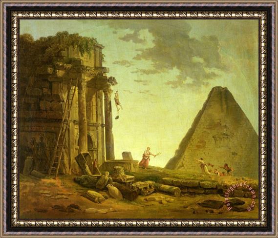 Hubert Robert The Accident (oil on Canvas) Framed Painting
