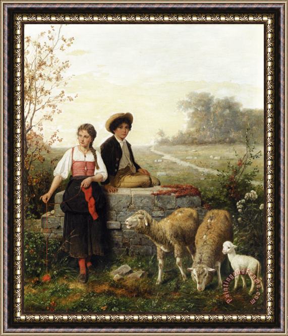 Hubert Salentin The Young Sheep Tenders Framed Painting