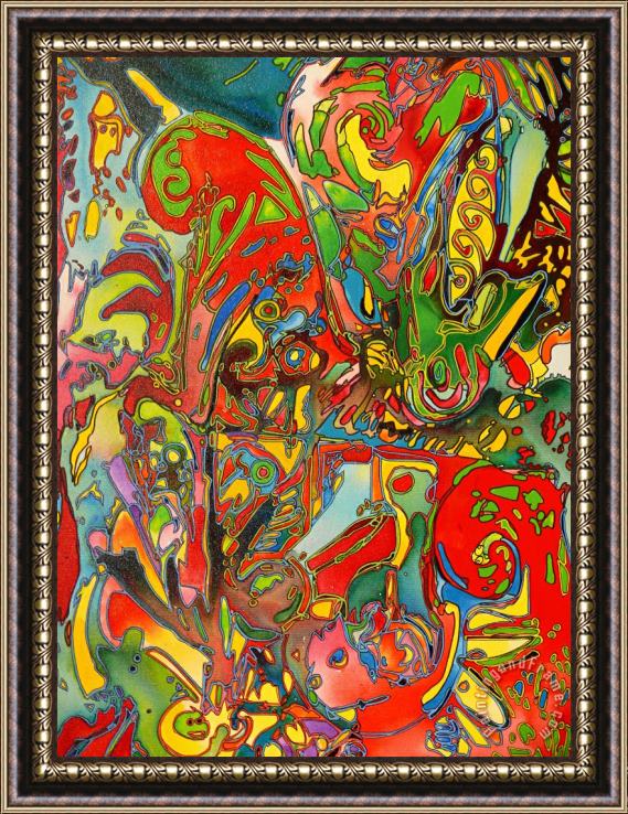Igor Eugen Prokop Red spirals in a jungle Framed Painting