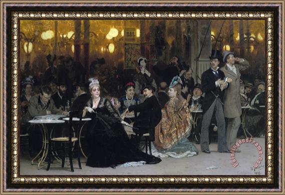 Ilya Efimovich Repin A Parisian Cafe Framed Print