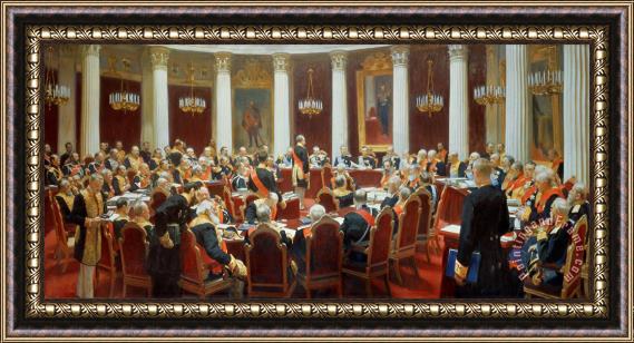 Ilya Efimovich Repin The Ceremonial Sitting Of The State Council 7th May 1901 Framed Painting