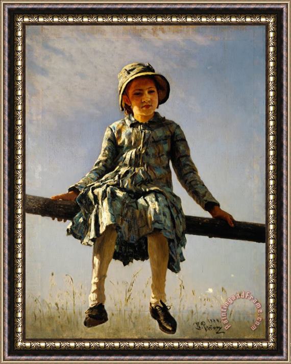 Ilya Repin Dragonfly. Painter's Daughter Portrait Framed Painting