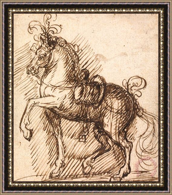 Inigo Jones A Plumed Saddle Horse Framed Painting