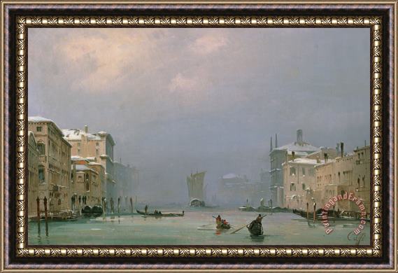 Ippolito Caffi Grand Canal With Snow And Ice Framed Painting