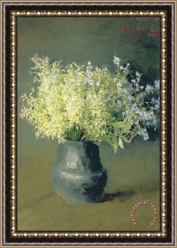 Isaak Ilyich Levitan Wild Lilacs And Forget Me Nots Framed Painting