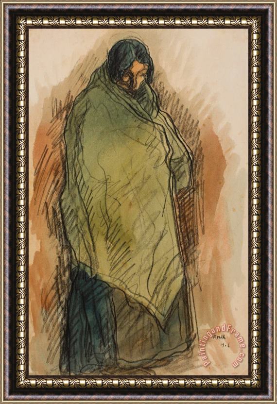 Isidre Nonell Gypsy Standing Framed Painting