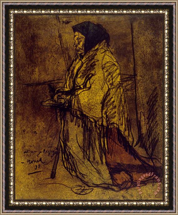 Isidre Nonell Poor Woman Praying Framed Painting