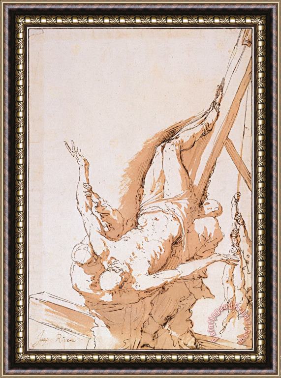 Italian Crucifixion of Saint Peter, C.1625 1630 Framed Painting