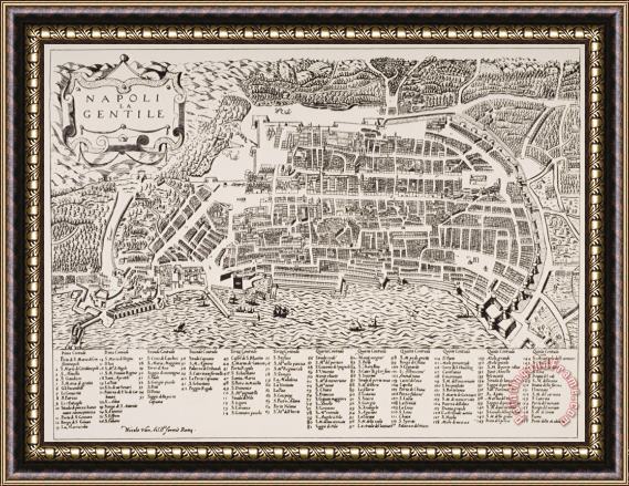 Italian School Antique Map of Naples Framed Print