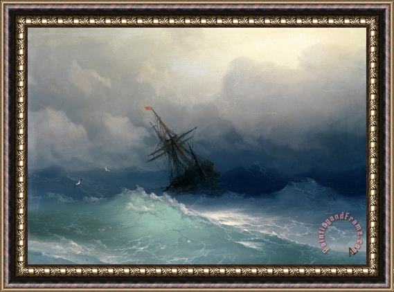 Ivan Ayvazovsky Ship on Stormy Seas Framed Print