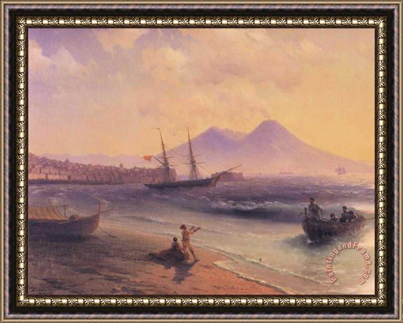 Ivan Constantinovich Aivazovsky Fishermen Returning Near Naples Detail Framed Painting
