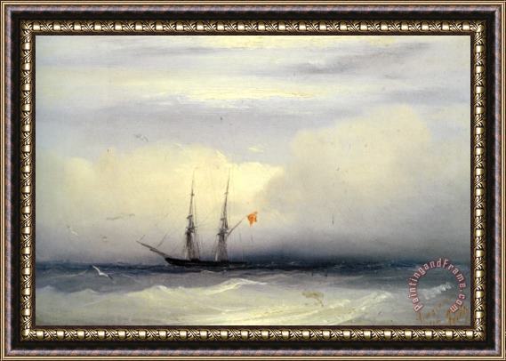 Ivan Constantinovich Aivazovsky Ship on a Stormy Sea Framed Painting