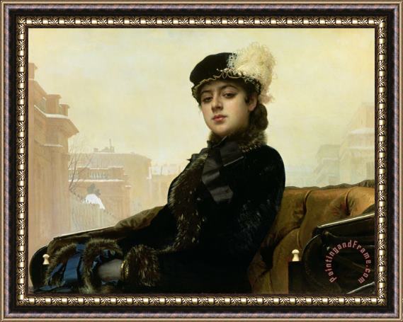 Ivan Nikolaevich Kramskoy Portrait of an Unknown Woman Framed Painting
