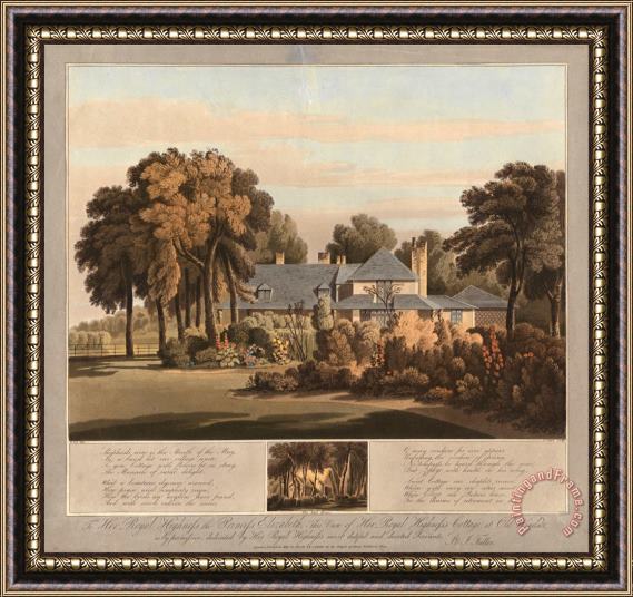 J. Clark View of Hrh The Princess Elizabeth's Cottage at Old Windsor with a View of The Moss House Below 2 Framed Print