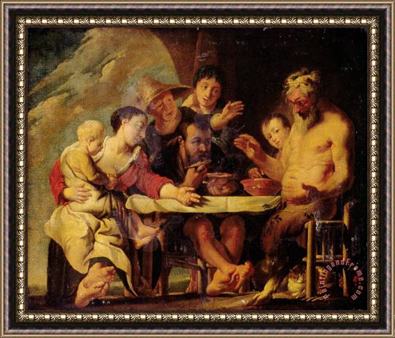 Jacob Jordaens Satyr And Peasants Framed Painting