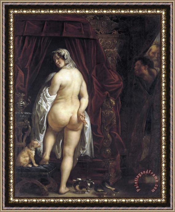 Jacob Jordaens The Elder King Candaules of Lydia Showing His Wife to Gyges Framed Painting