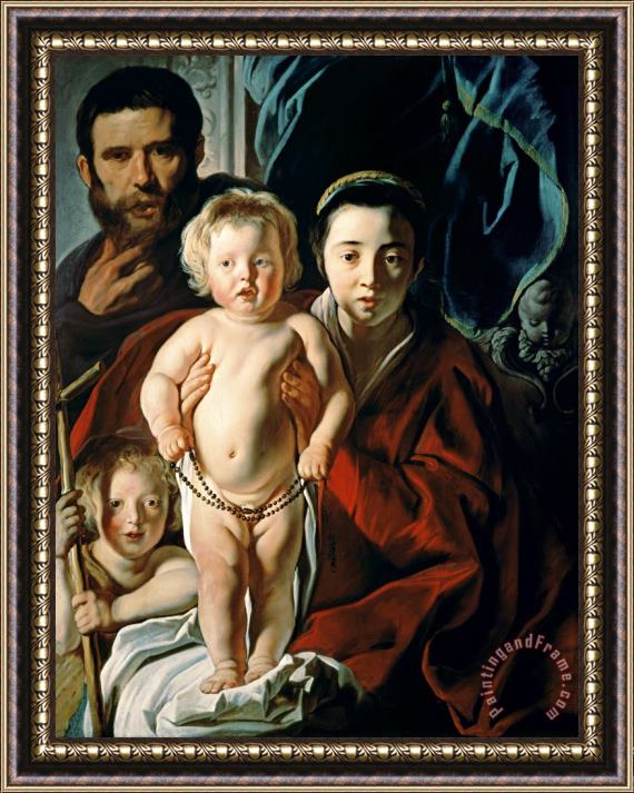 Jacob Jordaens The Holy Family with St. John the Baptist Framed Painting