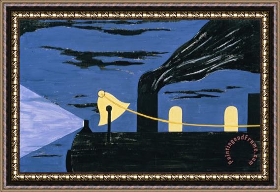 Jacob Lawrence The Migration Series, Panel No. 5: Migrants Were Advanced Passage on The Railroads, Paid for by Northern Industry. Northern Industry Was to Be Repaid  Framed Painting