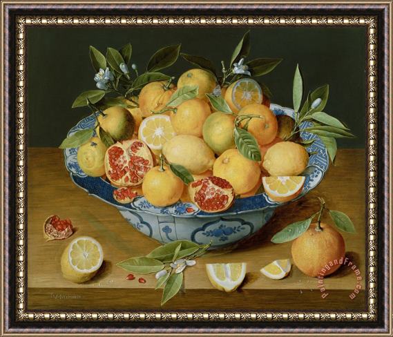 Jacob van Hulsdonck Still Life with Lemons, Oranges And a Pomegranate Framed Painting