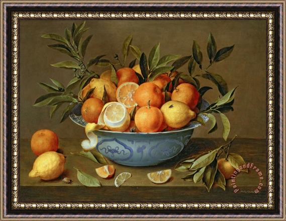 Jacob van Hulsdonck Still Life with Oranges and Lemons in a Wan-Li Porcelain Dish Framed Print