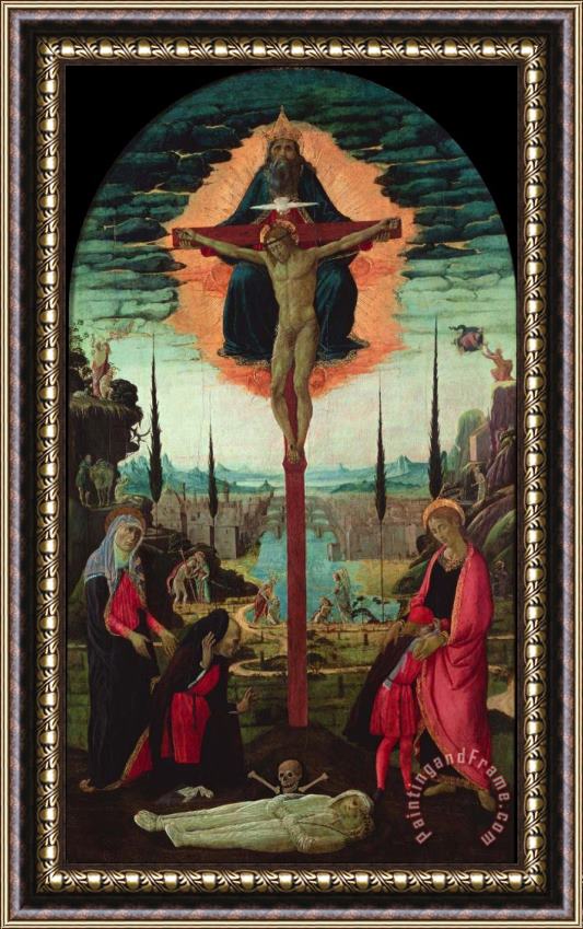 Jacopo del Sellaio Votive Altarpiece The Trinity, The Virgin, St. John And Donors Framed Print