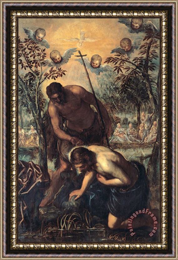 Jacopo Robusti Tintoretto Baptism of Christ Framed Painting