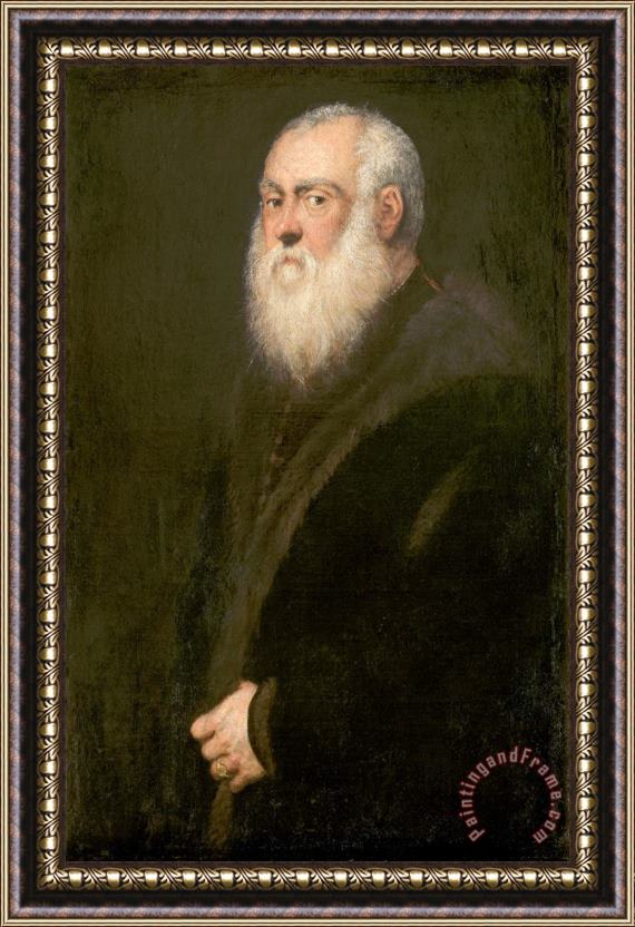 Jacopo Robusti Tintoretto Man with a White Beard Framed Painting