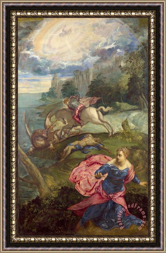 Jacopo Robusti Tintoretto Saint George And The Dragon Framed Painting