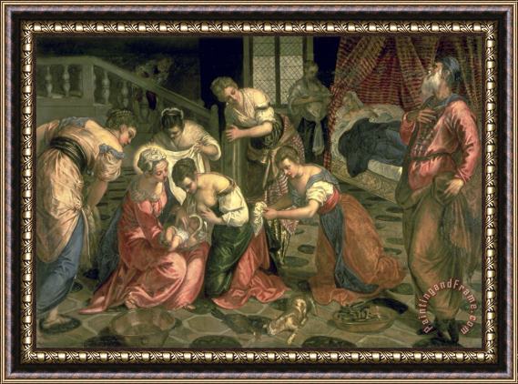 Jacopo Robusti Tintoretto The Birth of St. John The Baptist Framed Painting