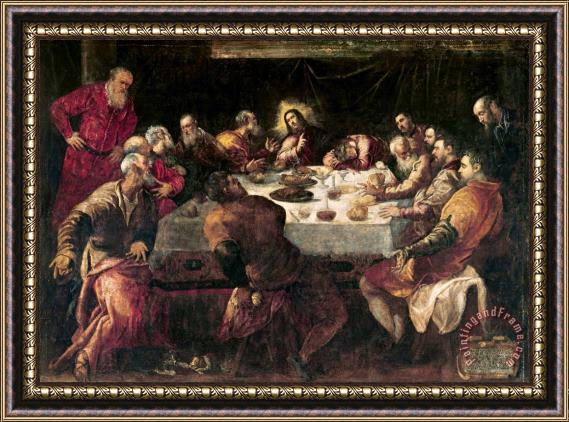 Jacopo Robusti Tintoretto The Last Supper Framed Painting