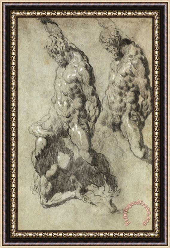 Jacopo Robusti Tintoretto Two Studies of Samson Slaying The Philistines Framed Painting