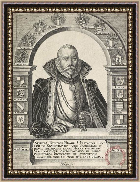 Jacques de Gheyn Ii Portrait of Tycho Brahe, Astronomer (without a Hat) Framed Painting