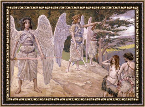 Jacques Joseph Tissot  Adam And Eve Driven From Paradise Framed Painting