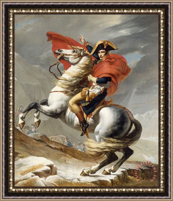 Jacques Louis David Bonaparte Crossing The Grand Saint-bernard Pass Framed Painting